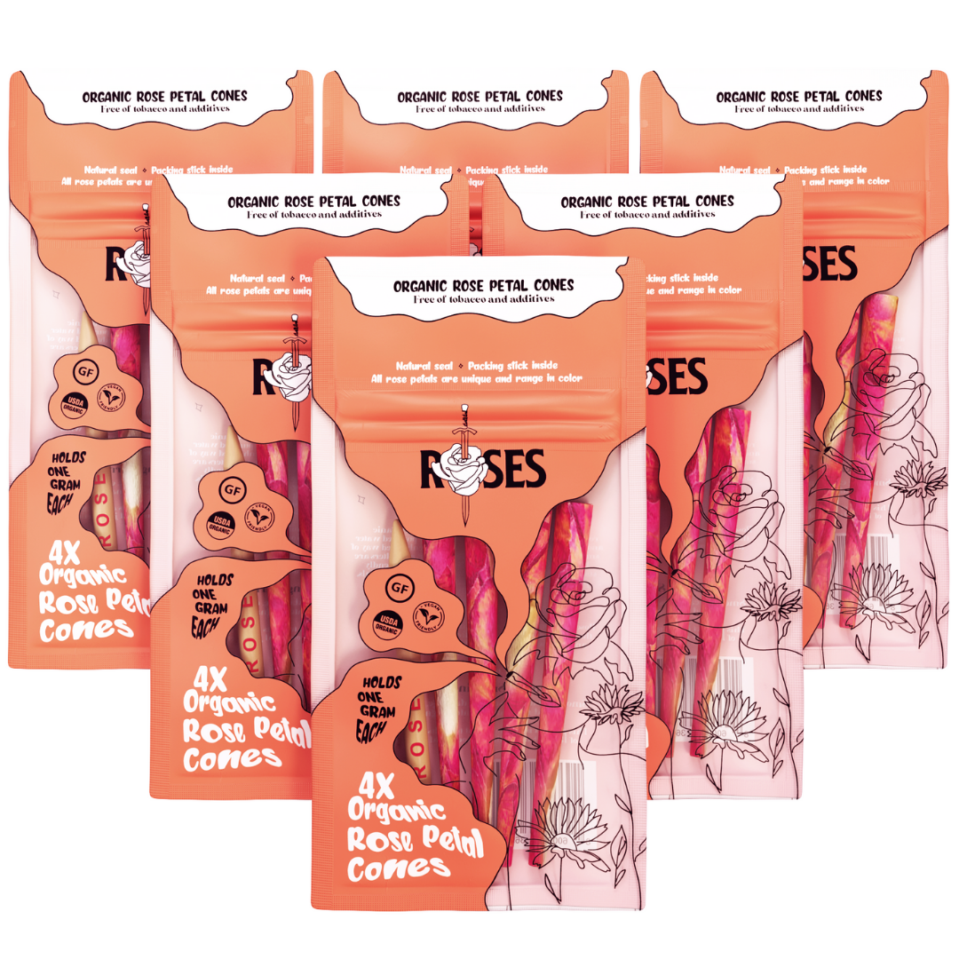 Organic Rose Petal Cones - 6 Pack - SMOKEROSES
