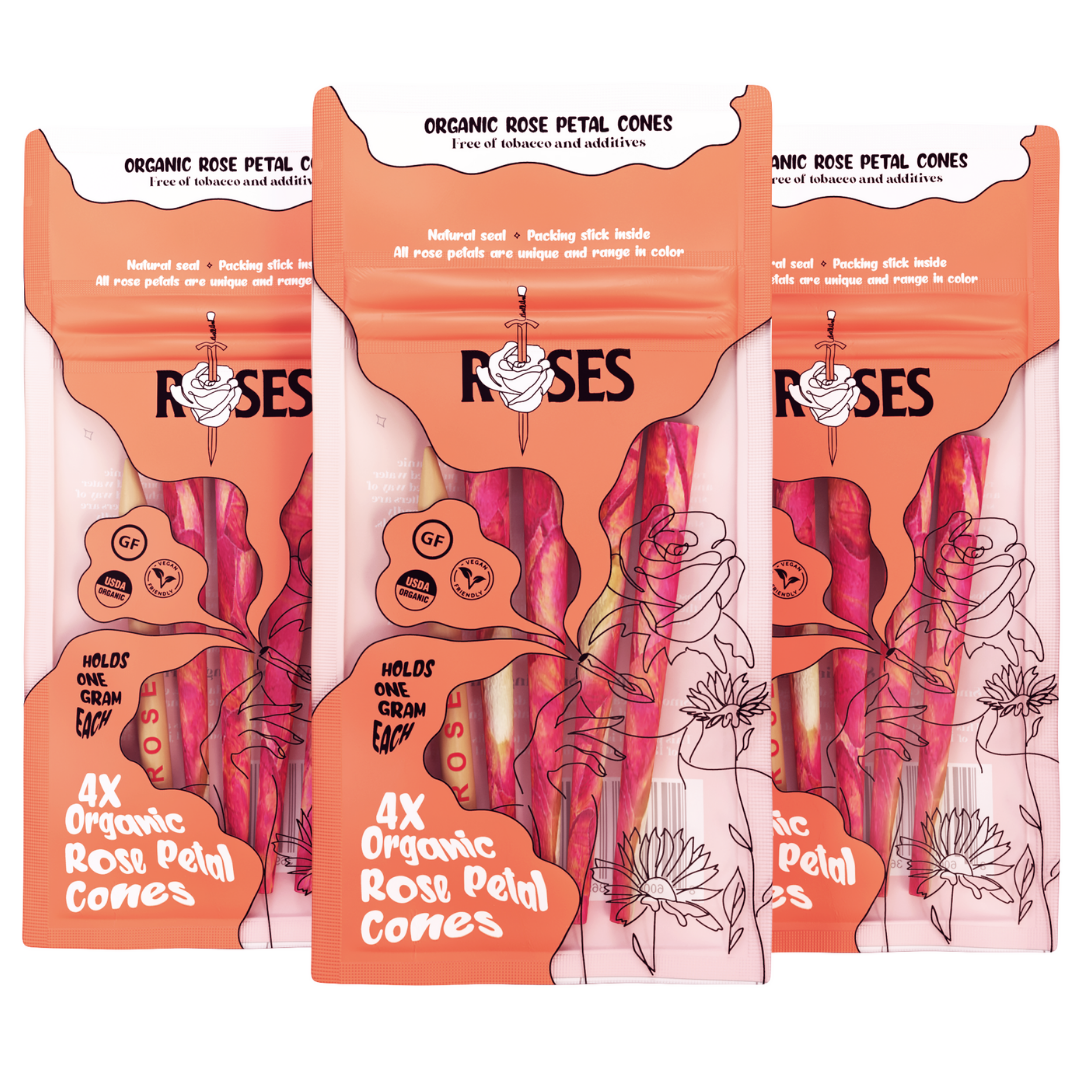 Organic Rose Petal Cones - 3 Pack - SMOKEROSES